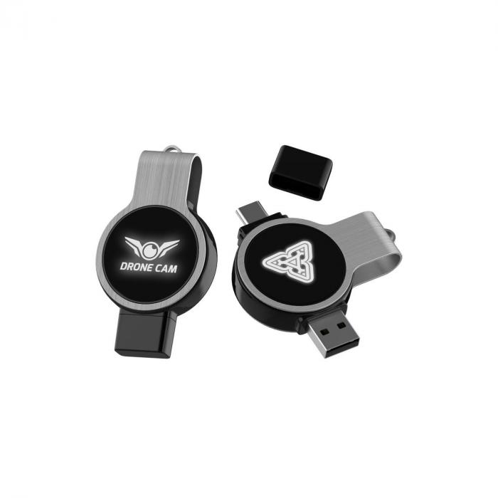 Double Ended Swivel Lighting Logo Flash Drive