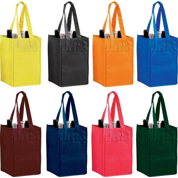 Non-Woven Polypropylene 4-Bottle Wine Tote Bag