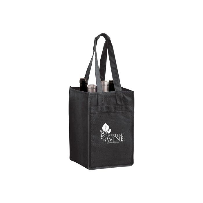 Non-Woven Polypropylene 4-Bottle Wine Tote Bag