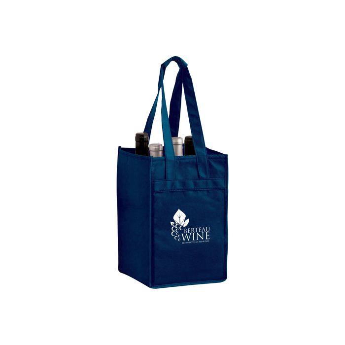 Non-Woven Polypropylene 4-Bottle Wine Tote Bag