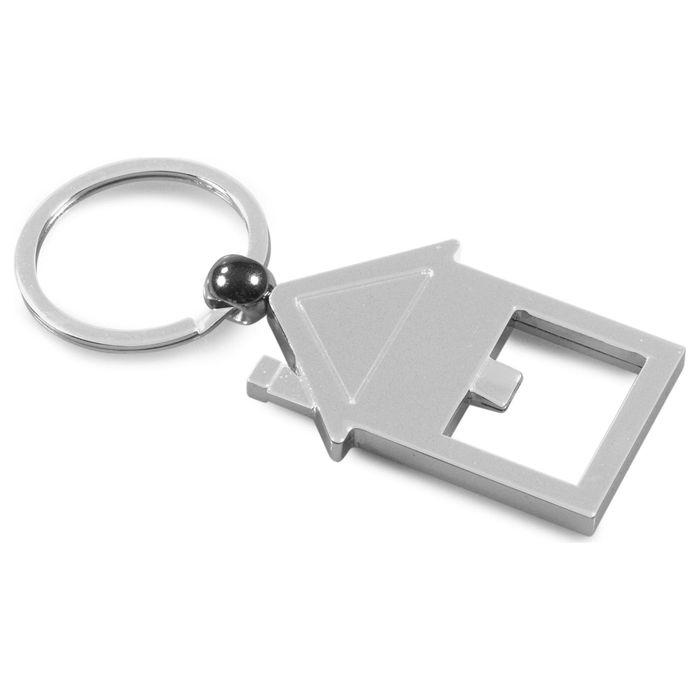 Shiny Metal House-Shaped Keyring
