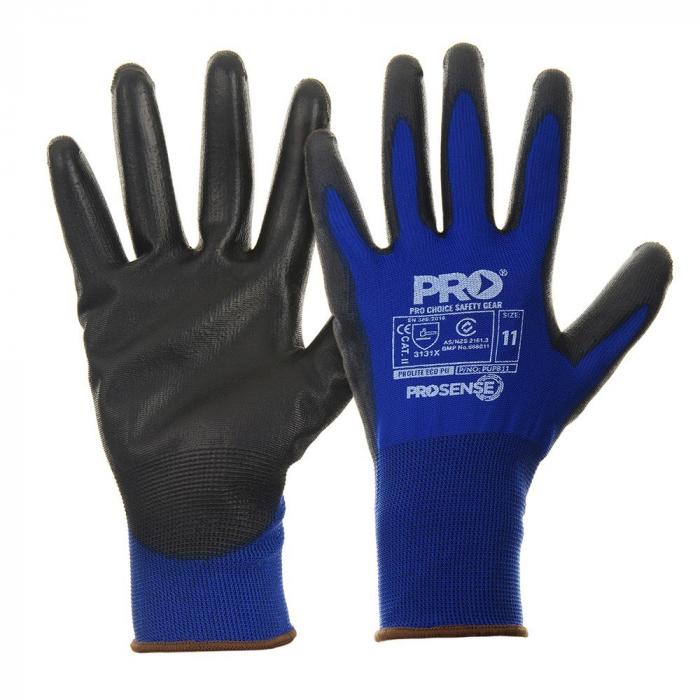 PRO Sense PROLITE ECO PU. 15G Dark Blue Polyester Liner with Black PU Dip