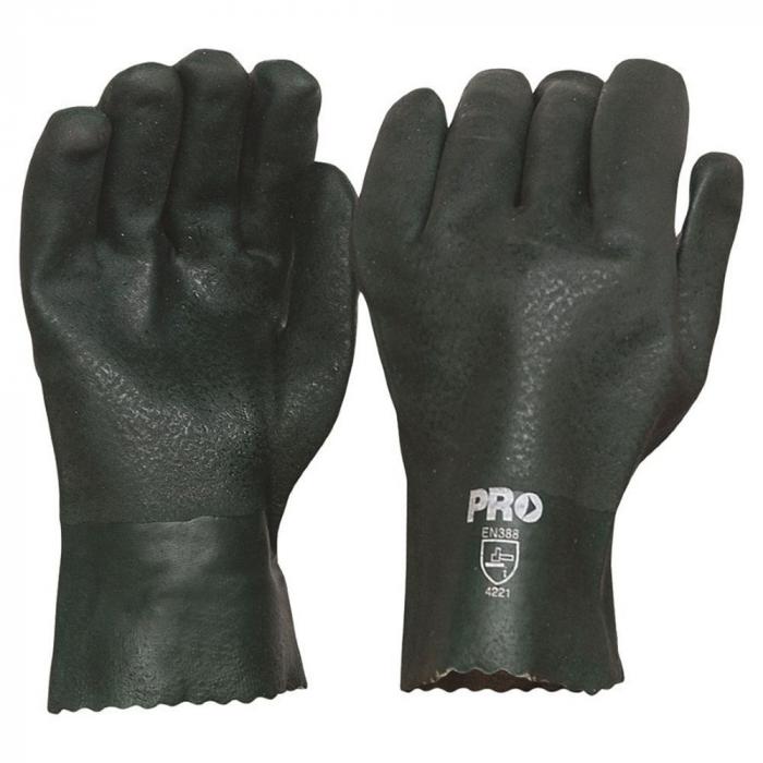 27cm Green Double Dipped PVC Gloves