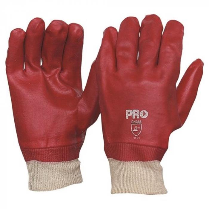 27cm Single Dipped PVC Gloves with Knitted Wrist