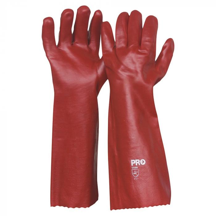 45cm Red Single Dippled PVC Gloves