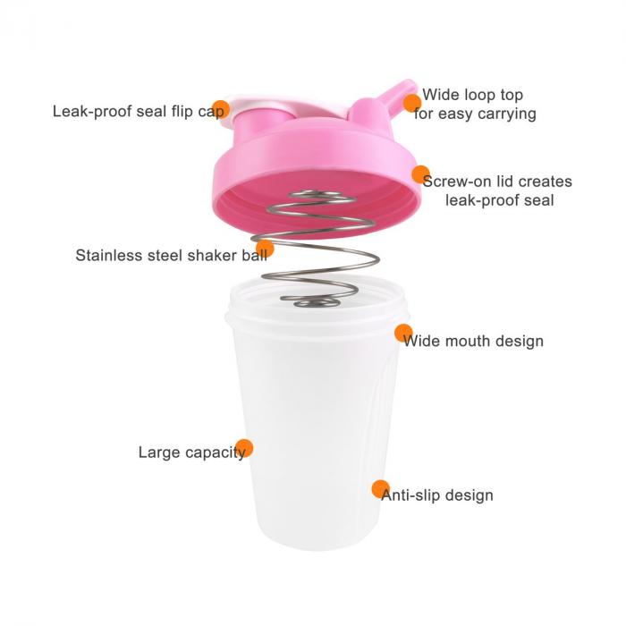 BPA Free Fitness Shaker Bottle with Loop 400ml