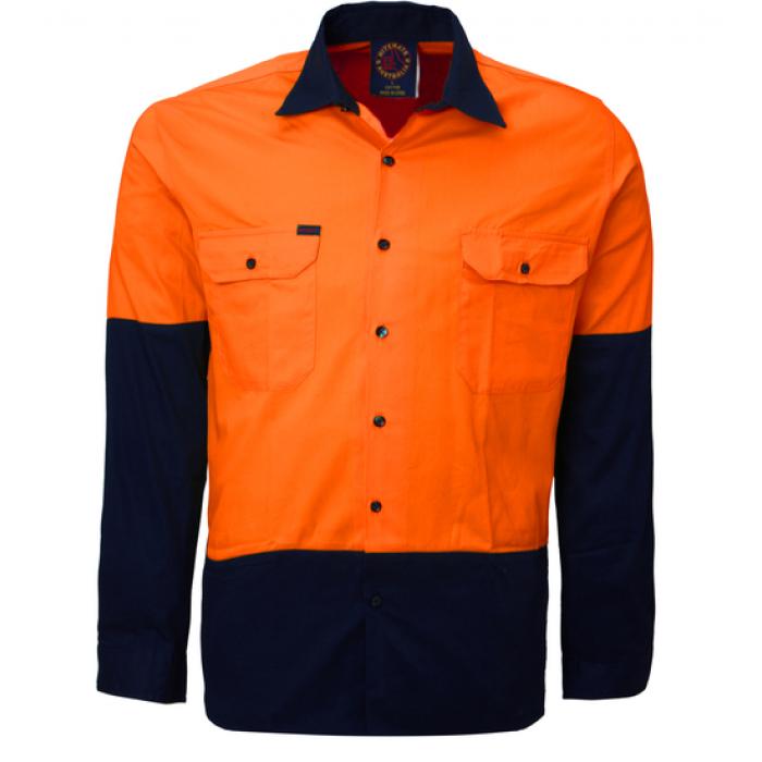 Open Front 2 Tone L/S Shirt