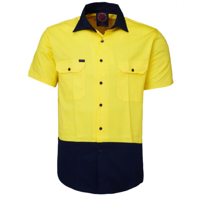 Open Front 2 Tone S/S Shirt