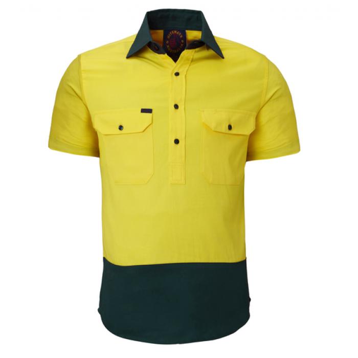 Closed Front S/S 2 Tone Shirt