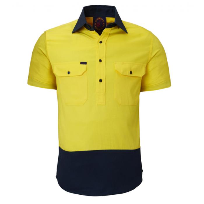 Closed Front S/S 2 Tone Shirt