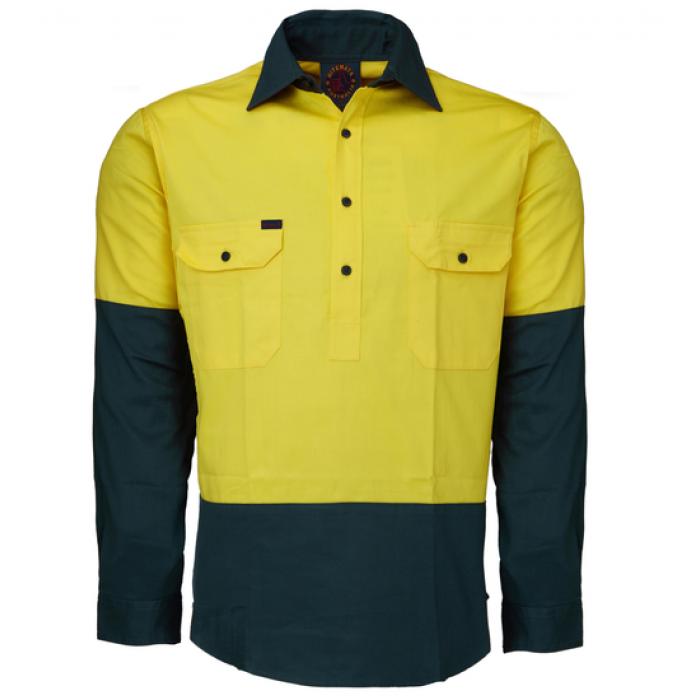 Closed Front L/S 2 Tone Shirt
