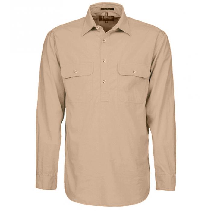 Mens Pilbara Closed Front L/S Shirt