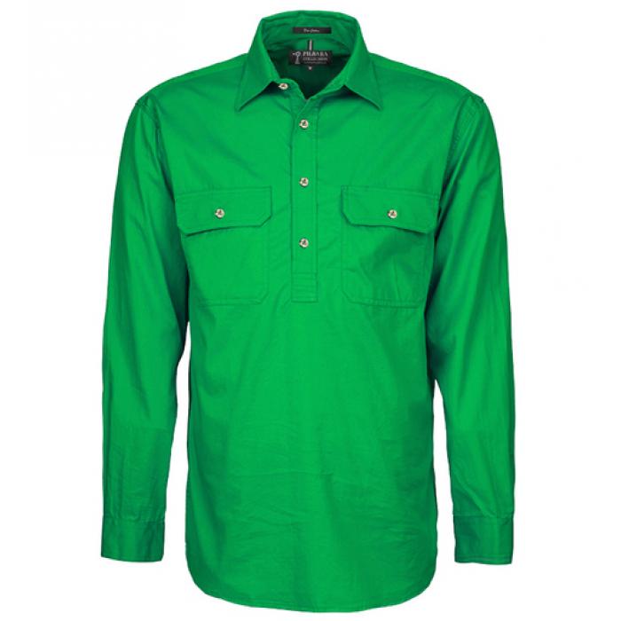 Mens Pilbara Closed Front L/S Shirt