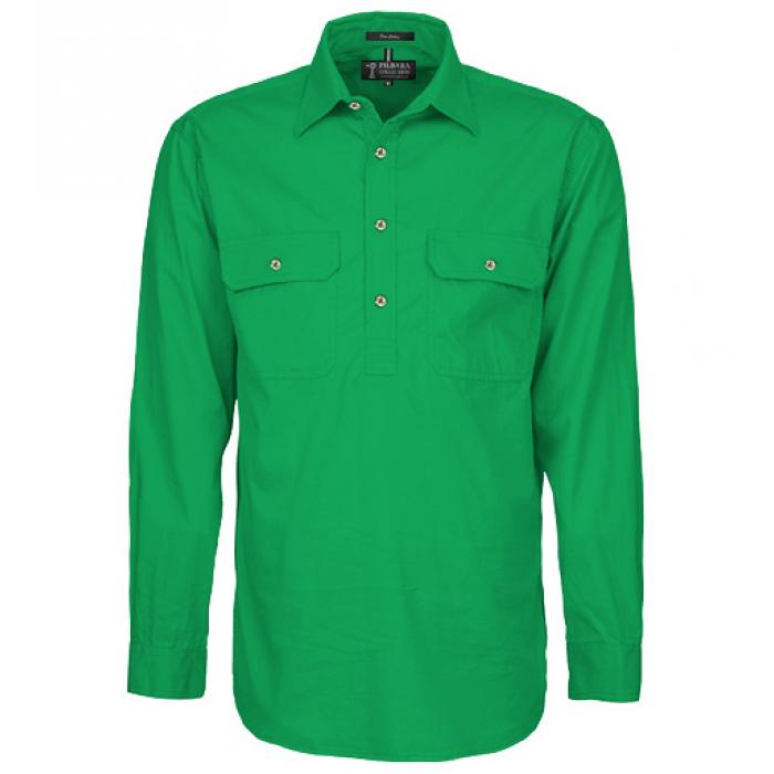 Mens Pilbara Closed Front L/S Shirt