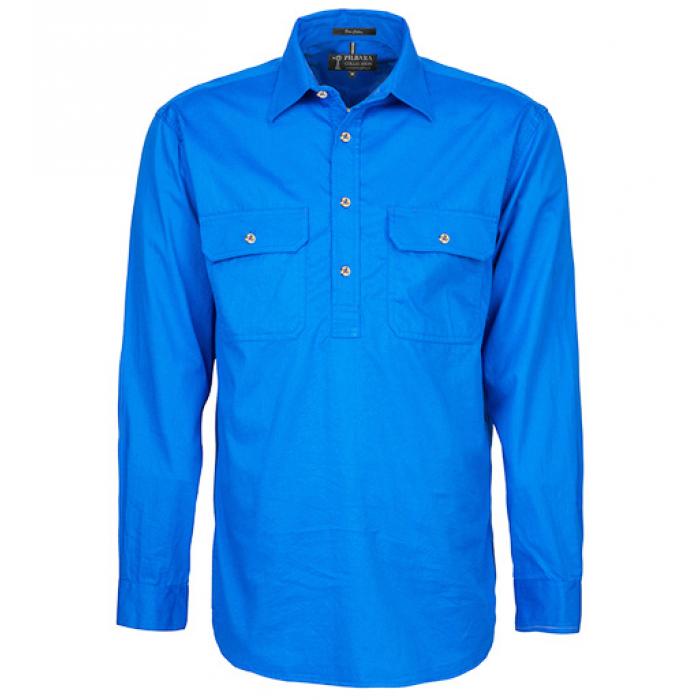 Mens Pilbara Closed Front L/S Shirt