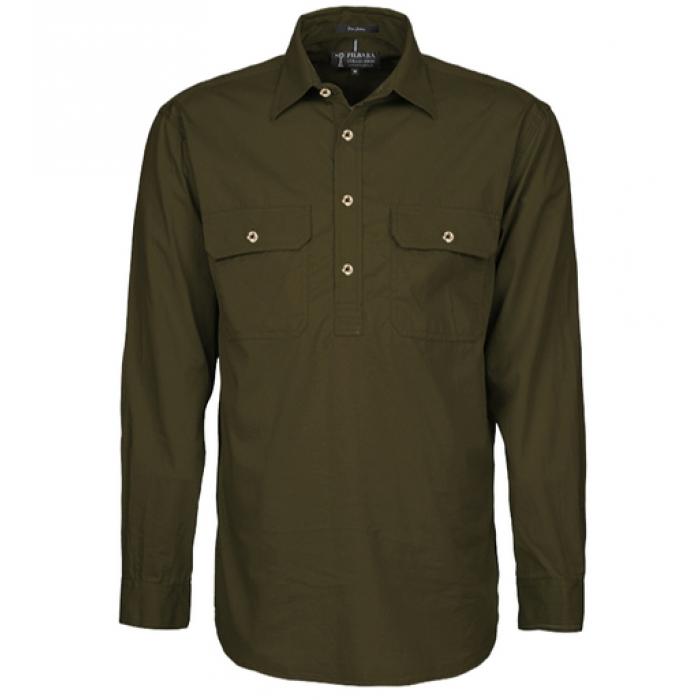 Mens Pilbara Closed Front L/S Shirt