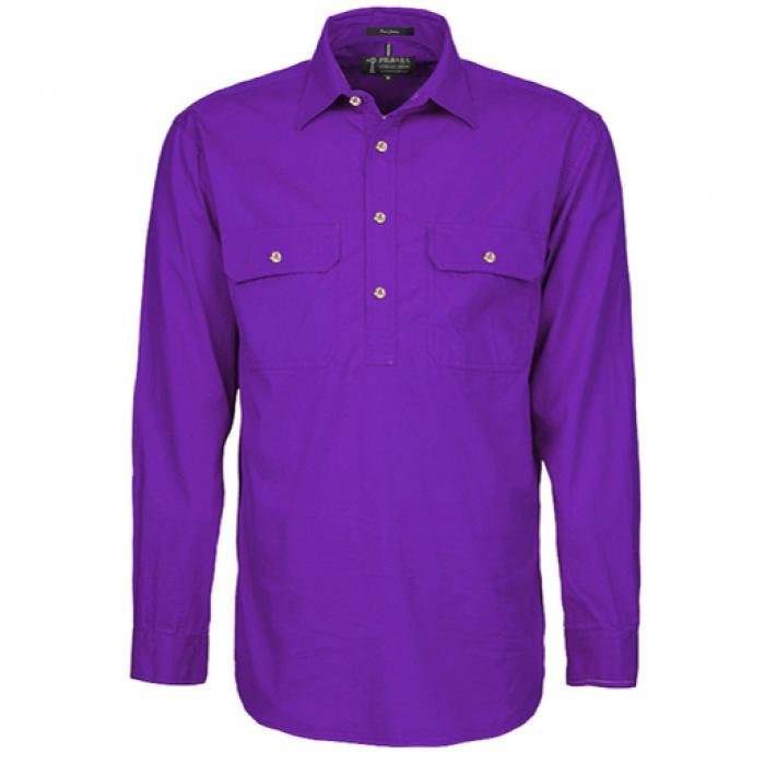 Mens Pilbara Closed Front L/S Shirt