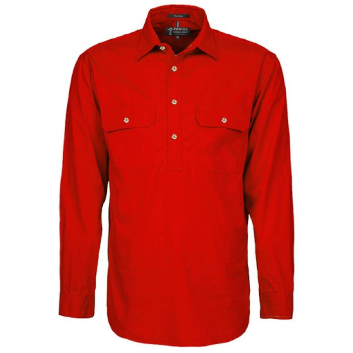 Mens Pilbara Closed Front L/S Shirt