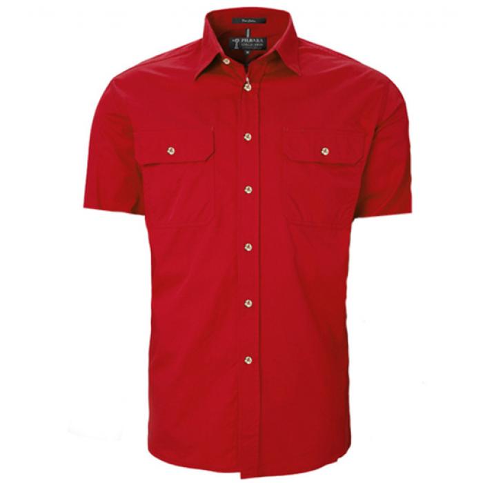 Mens Pilbara Open Front S/S Shirt