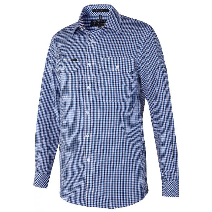 Pilbara Mens Y/D Check, Dual Pocket, L/S Shirt