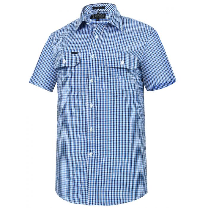 Pilbara Mens Y/D Check, Dual Pocket, S/S Shirt