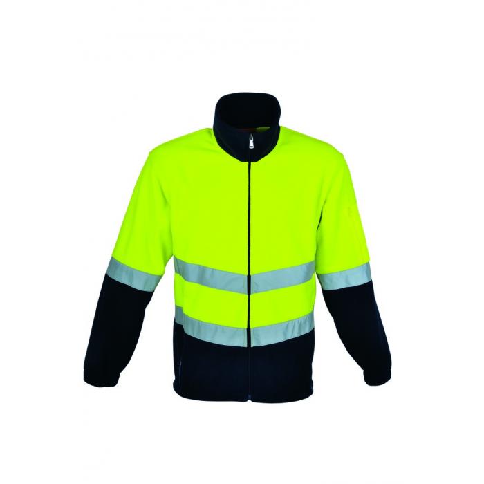 Unisex Adults Hi-Vis Full Zip Polar Fleece With reflective tape
