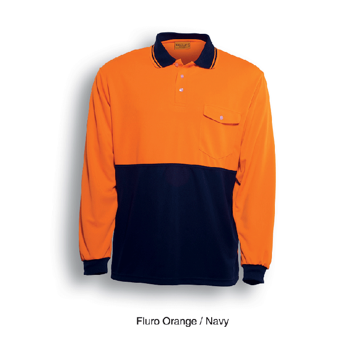 Unisex Adults Hi-Vis Safety Polo - Long Sleeve