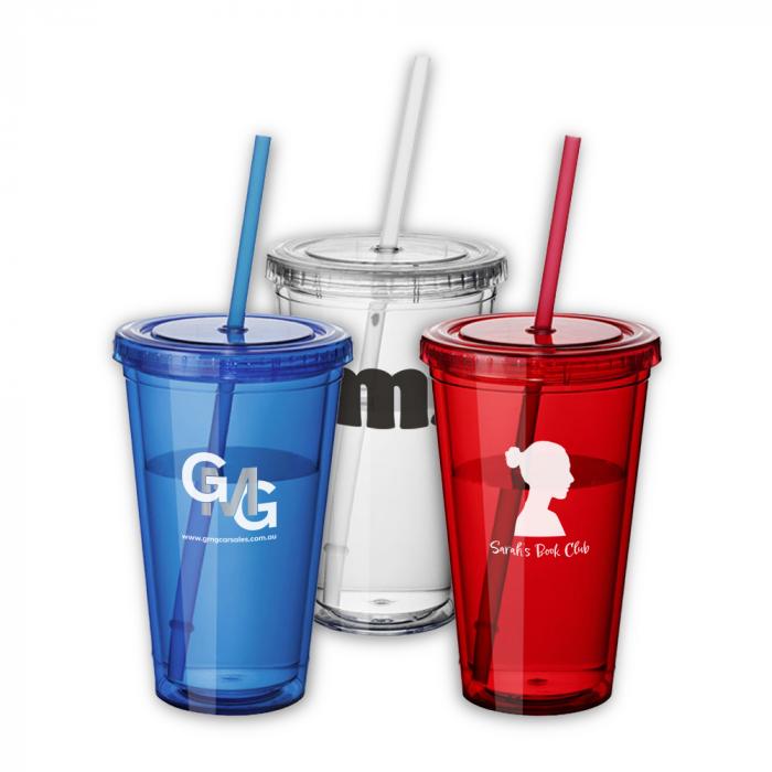 Double-Walled Tumbler with Straw