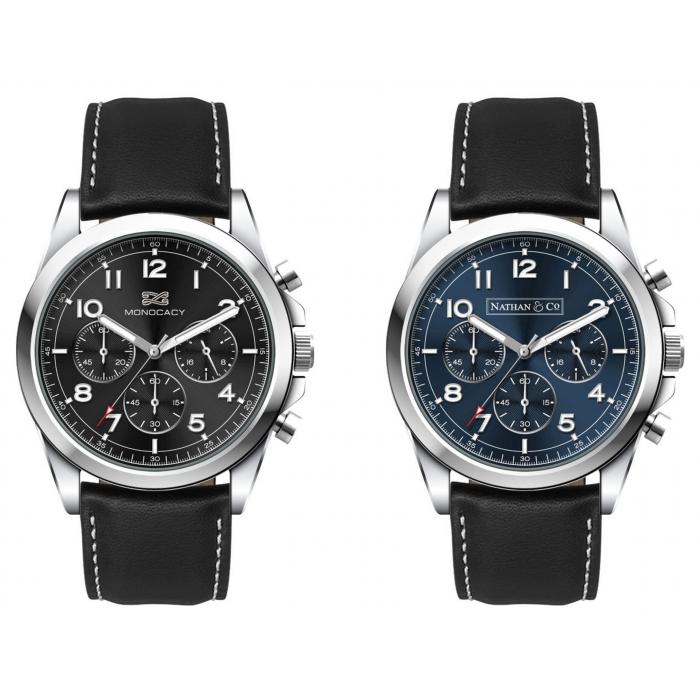 Chrono Unisex Watch, Leather Strap