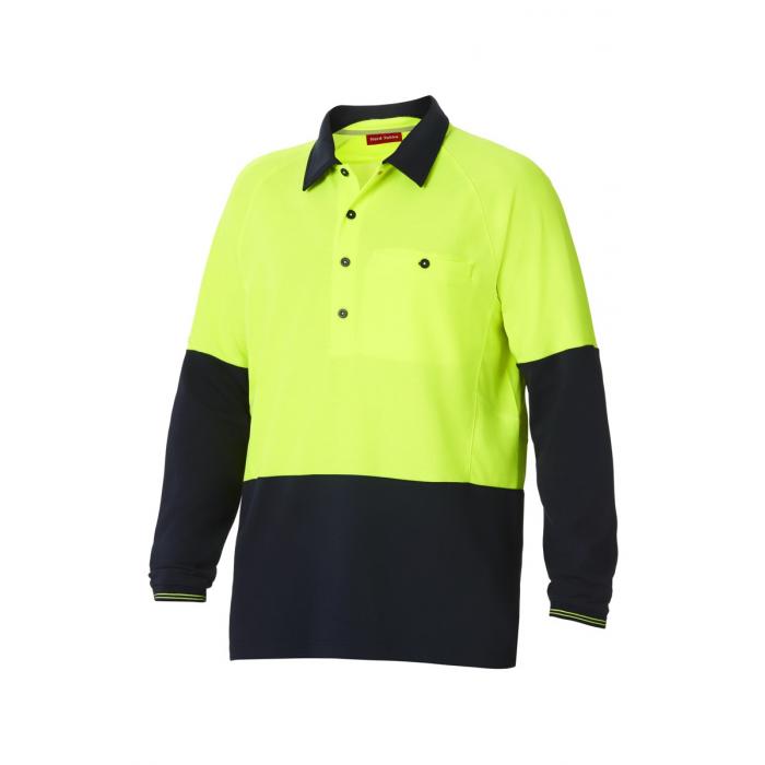 Mens Koolgear Hi-Visibility Two Tone Long Sleeve Ventilated Polo