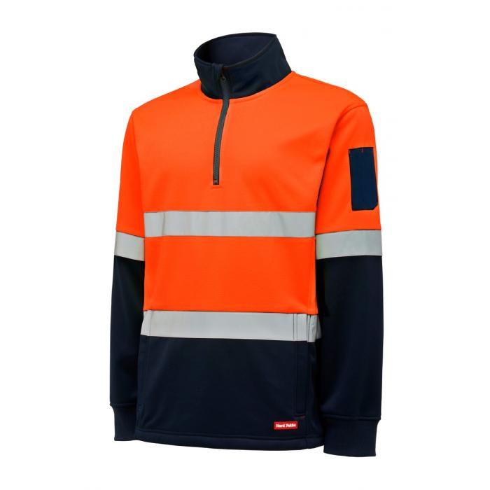 Mens Hi Vis 2Tone 1/4 Zip Brushed Fleece Jumper With Tape
