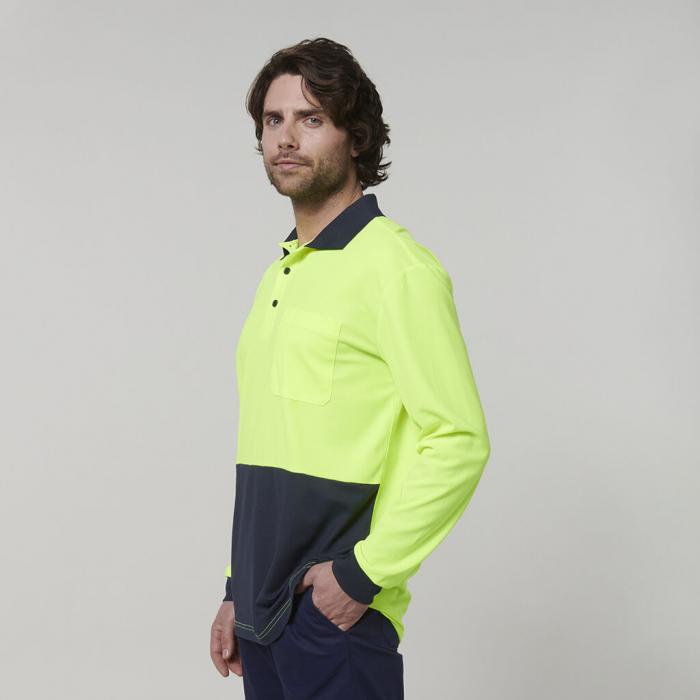 Mens Long Sleeve Hi Vis Polo