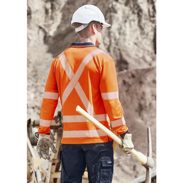 Unisex Hi Vis X Back NSW Rail Long Sleeve Polo