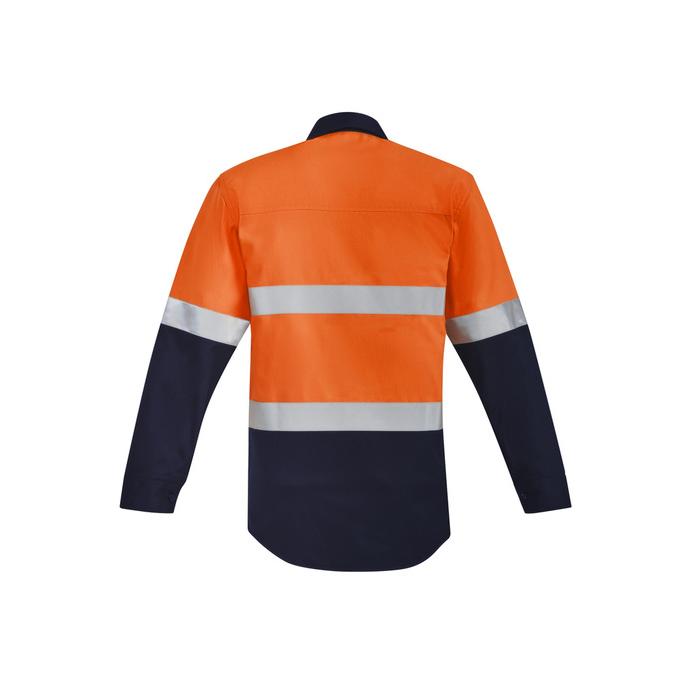 Mens Orange Flame Hi Vis Open Front Spliced Shirt - Hoop Taped