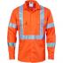 Hivis Cool-Breeze Cotton Shirt With Double Hoop On Arms & 'X' Back CSR R/Tape - Long Sleeve