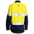 Women's Taped Hi Vis Cool Lightweight Drill Shirt - Yellow/Navy