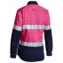 Women's Taped Hi Vis Cool Lightweight Drill Shirt - Pink/Navy