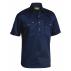 Closed Front Cotton Drill Shirt - Navy