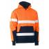 Taped Two Tone Fleece Hoodie Pullover - Orange/Navy